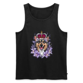 Norwegischer Elchhund im Cartoon Design - Männer Premium Bio Tank Top - Schwarz - Vorne - AI Model Male 178 light (178cm)