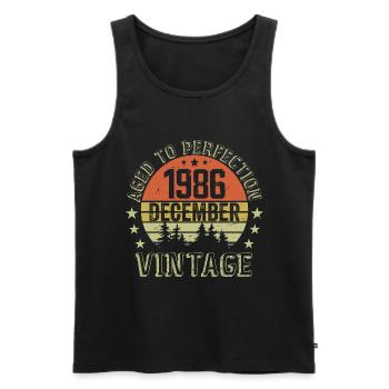 Retro Birthday Gift - Born In December 1986 - Men's Premium Organic Tank Top - black - Front - Michal (187cm)