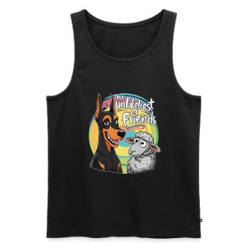 Cool Doberman with Sheep - Men's Premium Organic Tank Top - black - Front - Michal (187cm)