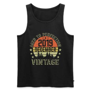 Retro Birthday Gift - Born In December 2019 - Men's Premium Organic Tank Top - black - Front - Michal (187cm)