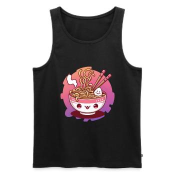 Kawaii Katze mit Ramen Schüssel - Männer Premium Bio Tank Top - Schwarz - Vorne - Michal (187cm)