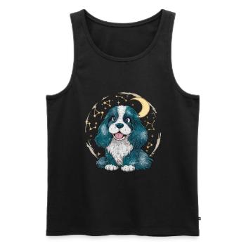 Cute Cocker Spaniel with Moon and Stars - Men's Premium Organic Tank Top - black - Front - Michal (187cm)
