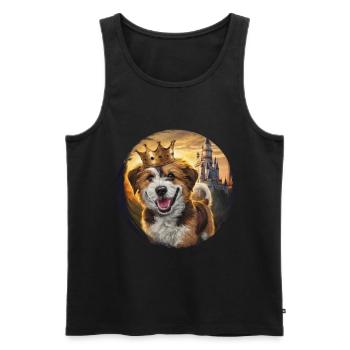 Cute Briard Dog with Lock and Crown - Men's Premium Organic Tank Top - black - Front - Michal (187cm)
