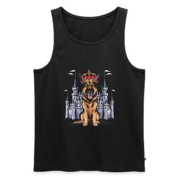 German Shepherd with Crown and Lock - Men's Premium Organic Tank Top - black - Front - Michal (187cm)