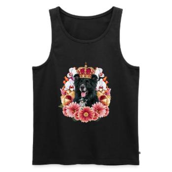 Münsterland Dog with Crown, Orchids - Men's Premium Organic Tank Top - black - Front - Michal (187cm)