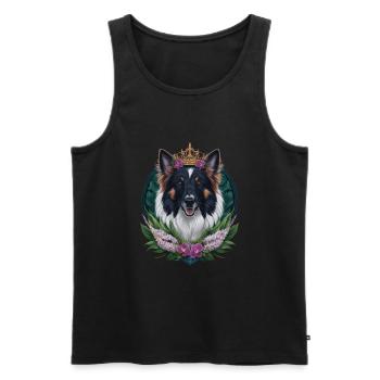 Belgischer Schäferhund mit Krone, Fliedern - Männer Premium Bio Tank Top - Schwarz - Vorne - AI Model Male 178 light (178cm)