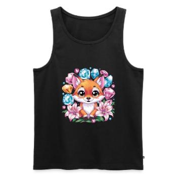 Cartoon Kawaii Fuchs mit farbenfrohen Blumen - Männer Premium Bio Tank Top - Schwarz - Vorne - Michal (187cm)