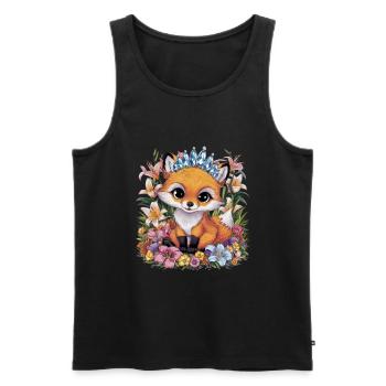 Cartoon Kawaii Fuchs mit farbenfrohen Blumen - Männer Premium Bio Tank Top - Schwarz - Vorne - Michal (187cm)
