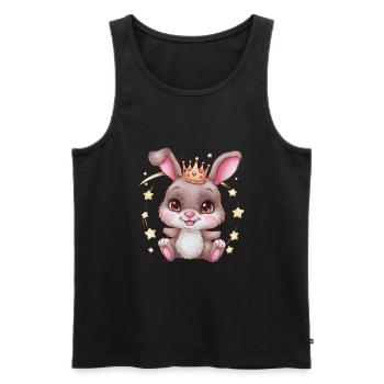 Mignon lapin kawaii avec couronne et étoiles - Débardeur bio Premium Homme - noir - Devant - Michal (187cm)