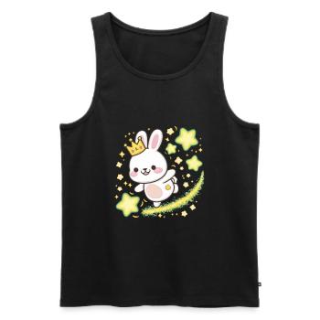 Süßer Kawaii Hase mit Krone und Sternen - Männer Premium Bio Tank Top - Schwarz - Vorne - Michal (187cm)