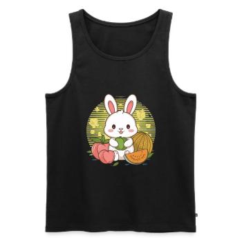 Kawaii Hase mit Pfirsichen und Melonen - Männer Premium Bio Tank Top - Schwarz - Vorne - Michal (187cm)