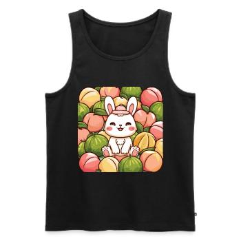 Kawaii Hase mit Pfirsichen und Melonen - Männer Premium Bio Tank Top - Schwarz - Vorne - Michal (187cm)