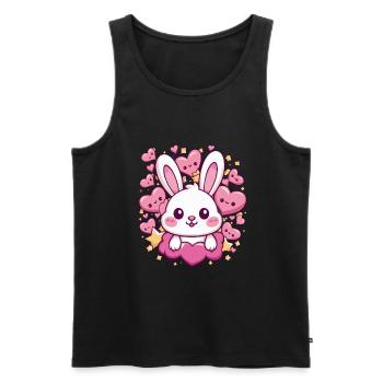 Süßer Kawaii Hase mit Herzen und Sternen - Männer Premium Bio Tank Top - Schwarz - Vorne - Michal (187cm)