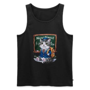 Un chat kawaii porte un uniforme scolaire traditionnel - Débardeur bio Premium Homme - noir - Devant - Michal (187cm)