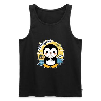 Kawaii Pinguin mit Onigiri Reisball - Männer Premium Bio Tank Top - Schwarz - Vorne - AI Model Male 178 light (178cm)