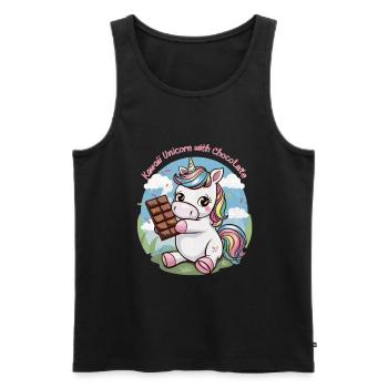Süßes Kawaii Einhorn mit Schokolade - Männer Premium Bio Tank Top - Schwarz - Vorne - AI Model Male 178 light (178cm)