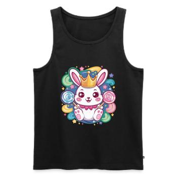 Lapin kawaii avec couronne et sucettes - Débardeur bio Premium Homme - noir - Devant - AI Model Male 178 light (178cm)