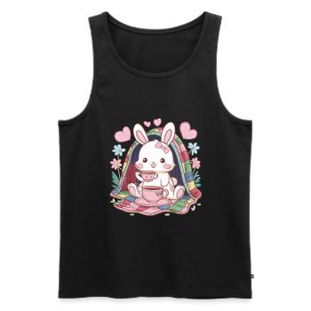 Knuffiger Hawaii Hase mit Tee und Decke - Männer Premium Bio Tank Top - Schwarz - Vorne - AI Model Male 178 light (178cm)