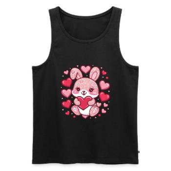 Lapin Kawaii dans le style dessin animé - Débardeur bio Premium Homme - noir - Devant - Michal (187cm)