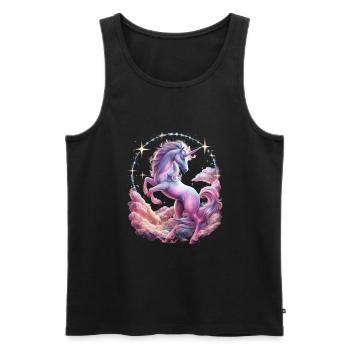 Magisches und fantasievolles Einhorn mit Sternen - Männer Premium Bio Tank Top - Schwarz - Vorne - Michal (187cm)