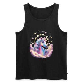 Magisches und fantasievolles Einhorn mit Sternen - Männer Premium Bio Tank Top - Schwarz - Vorne - Michal (187cm)