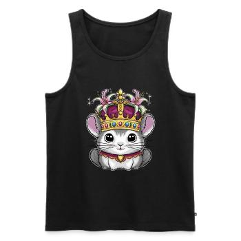 Königlicher Kawaii Chinchila mit Krone und Lillien - Männer Premium Bio Tank Top - Schwarz - Vorne - AI Model Male 178 light (178cm)
