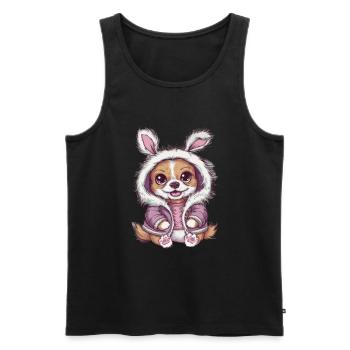Kawaii Hund mit Hasen Outfit - Männer Premium Bio Tank Top - Schwarz - Vorne - AI Model Male 178 light (178cm)