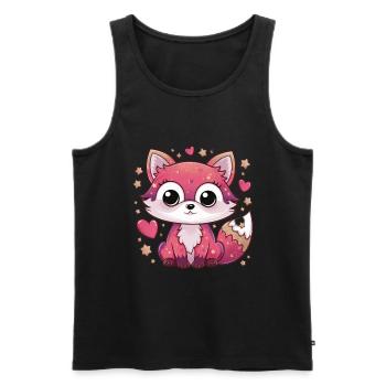 Kawaii Fuchs mit herzen und Sternen - Männer Premium Bio Tank Top - Schwarz - Vorne - Michal (187cm)
