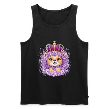 Niedlicher Kawaii Löwe mit Krone und Blumenmeer - Männer Premium Bio Tank Top - Schwarz - Vorne - AI Model Male 178 light (178cm)