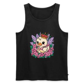 Kawaii ducklings with crown, roses and lilacs. - Men's Premium Organic Tank Top - black - Front - Michal (187cm)