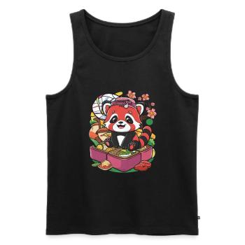Red Kawaii Panda with Lunch Box - Men's Premium Organic Tank Top - black - Front - AI Model Male 178 light (178cm)