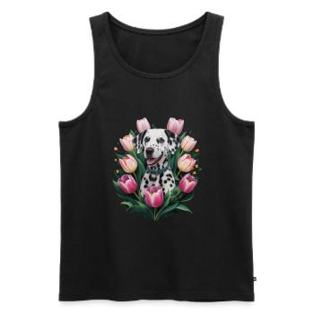 Süßer Dalmatiner mit Tulpen - Männer Premium Bio Tank Top - Schwarz - Vorne - Michal (187cm)