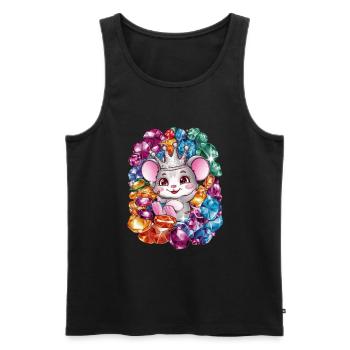 Dessin animé Kawaii souris avec couronne - Débardeur bio Premium Homme - noir - Devant - Michal (187cm)