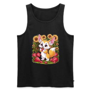 Fennec Renard du désert aux tulipes et citrons - Débardeur bio Premium Homme - noir - Devant - Michal (187cm)
