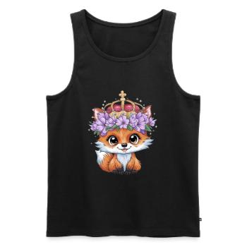 Kawaii Fox with Crown and Purple Flowers - Men's Premium Organic Tank Top - black - Front - Michal (187cm)