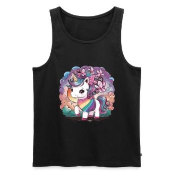 Kawaii Einhorn mit Schmetterlingen - Männer Premium Bio Tank Top - Schwarz - Vorne - Michal (187cm)