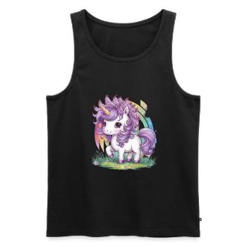 Unicorn with lilac in her hair loves flowers - Men's Premium Organic Tank Top - black - Front - Michal (187cm)