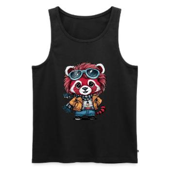 Red Panda in Kawaii Cartoon Style - Men's Premium Organic Tank Top - black - Front - Michal (187cm)