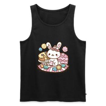 Dessin animé lapin kawaii avec des biscuits et un gâteau - Débardeur bio Premium Homme - noir - Devant - AI Model Male 178 light (178cm)