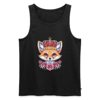 Fennec Desert Fox with Crown and Roses - Men's Premium Organic Tank Top - black - Front - Michal (187cm)