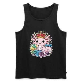 Axolotl Kawaii avec Couronne Royale. - Débardeur bio Premium Homme - noir - Devant - Michal (187cm)