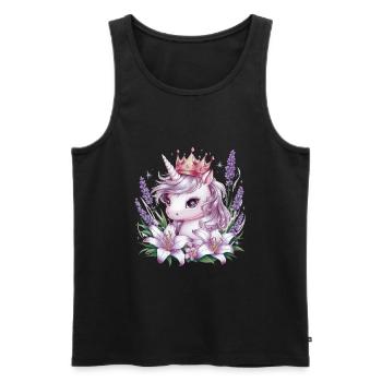 Kawaii Einhorn mit Lavendel und Lillien - Männer Premium Bio Tank Top - Schwarz - Vorne - AI Model Male 178 light (178cm)