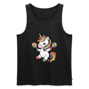 Kawaii Einhorn mit Süßigkeiten - Männer Premium Bio Tank Top - Schwarz - Vorne - Michal (187cm)