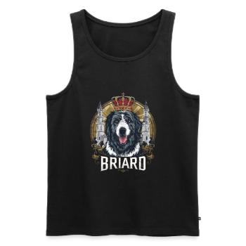 Royal Briard Dog with Crown and Lock - Men's Premium Organic Tank Top - black - Front - Michal (187cm)
