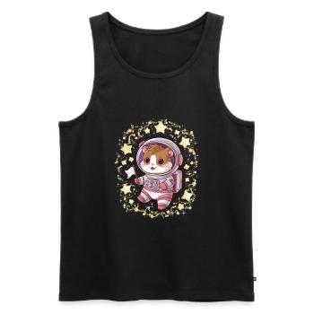 Hamster kawaii avec des étoiles et en combinaison d’astronaute - Débardeur bio Premium Homme - noir - Devant - AI Model Male 178 light (178cm)