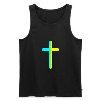 Croix Crucifix Croix Croix Ukraine - Débardeur bio Premium Homme - noir - Devant - AI Model Male 178 light (178cm)