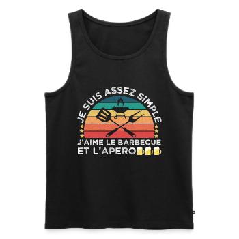 J' aime le barbecue et l' apéro humour bbq cadeau - Débardeur bio Premium Homme - noir - Devant - Michal (187cm)