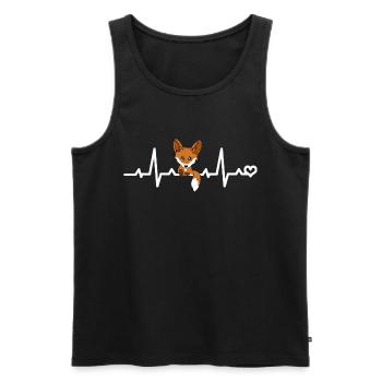 Renard ECG Battement de cœur Amour Coeur Animaux Renard roux - Débardeur bio Premium Homme - noir - Devant - Michal (187cm)