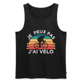 Vélo humour je peux pas j' ai vélo cadeau cycliste - Débardeur bio Premium Homme - noir - Devant - Michal (187cm)