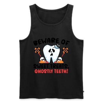 Vorsicht vor süßen Leckereien, Geisterzähne! - Männer Premium Bio Tank Top - Schwarz - Vorne - Michal (187cm)